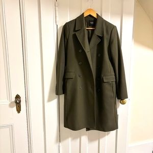 NWOT Theory Dark Green Wool-Cashmere Blend Long Coat (Size S)